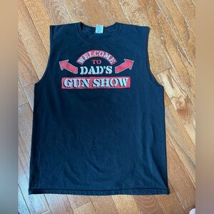 Black Sleeveless Men’s Graphic Shirt, Size Large